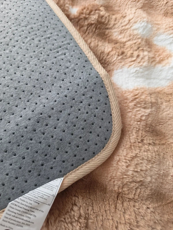 Brown & Cream Plush Area Rug 120x170cm – Soft Animal Print Bedroom Living Room Rug