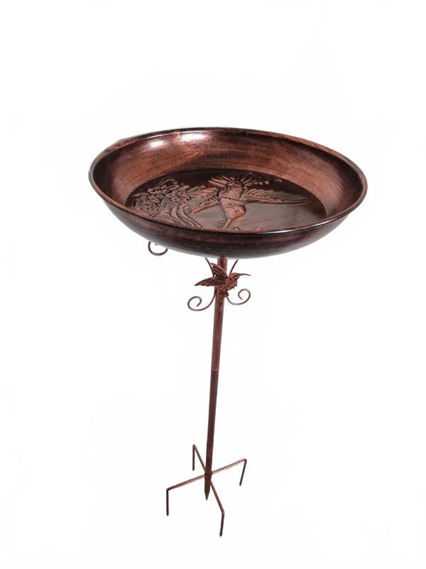 Metal Bird Bath with Stand – Copper Effect Garden Decoration – 100cm