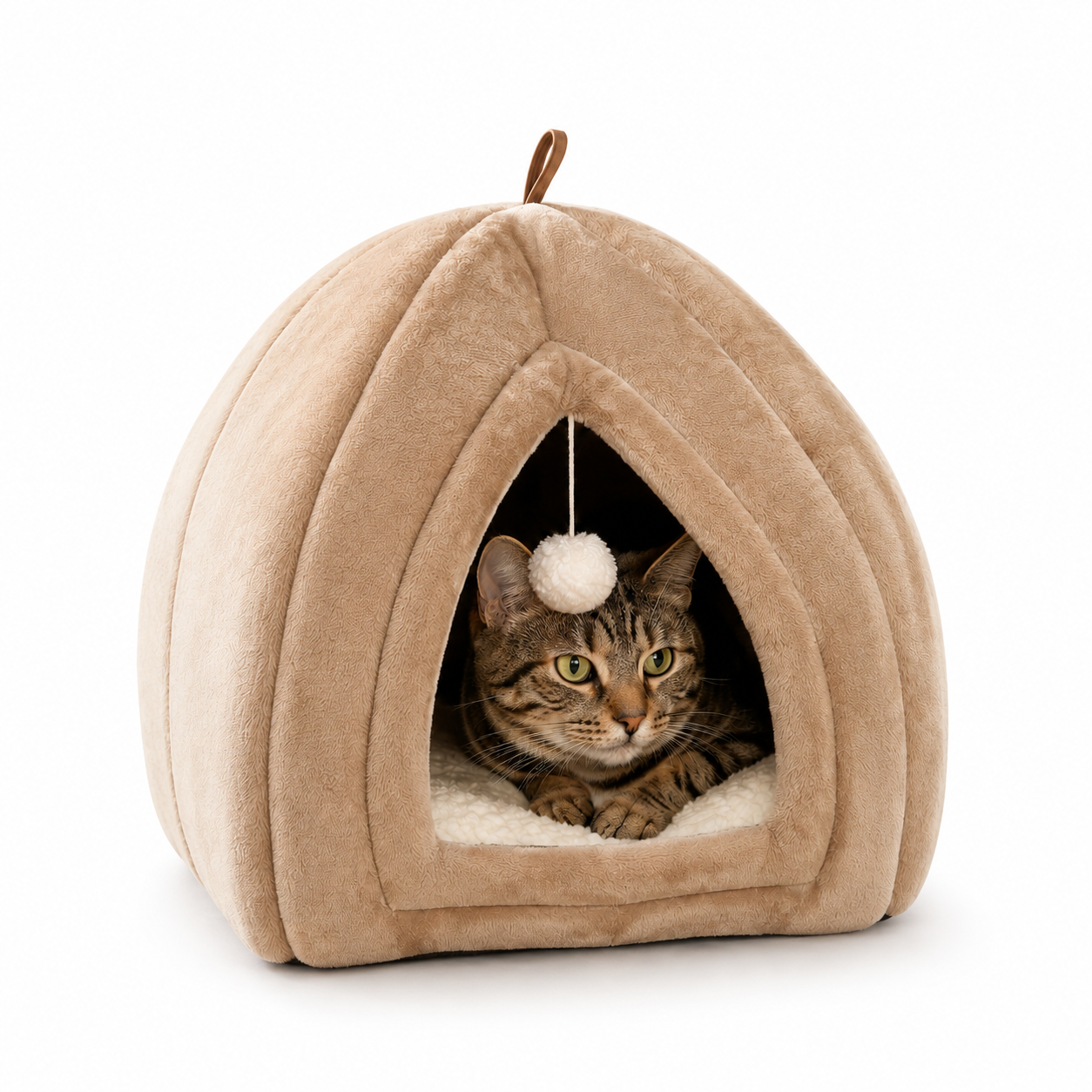 Cat Cave Bed Indoor - Flannel Hooded Cat Igloo House, 40x40cm