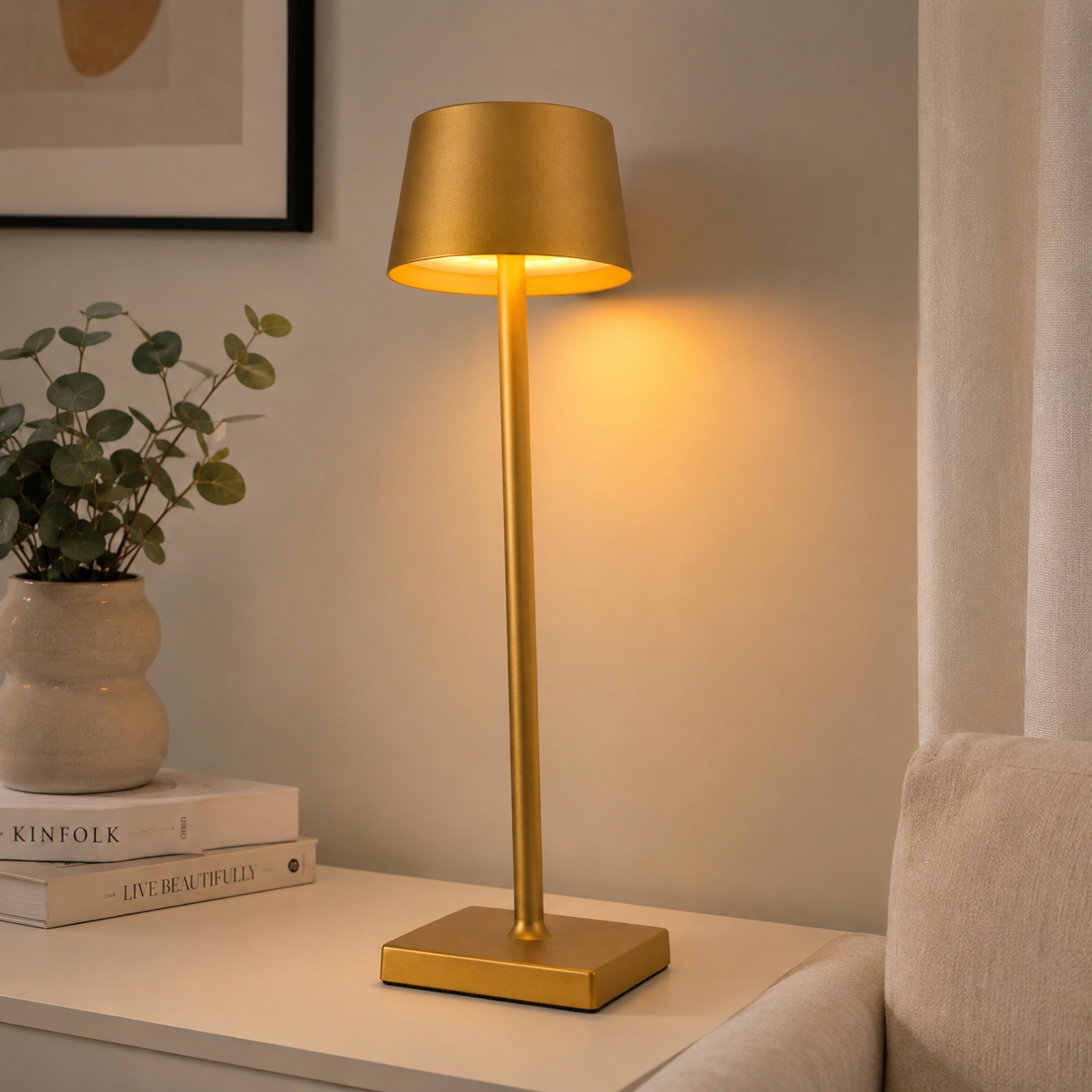 Rechargeable Gold Touch Dimming Table Lamp – Cordless LED IP54