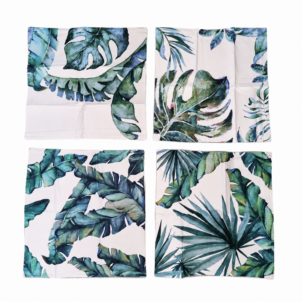 Set of 4 Waterproof Tropical Leaf Cushion Covers – 45 x 45cm
