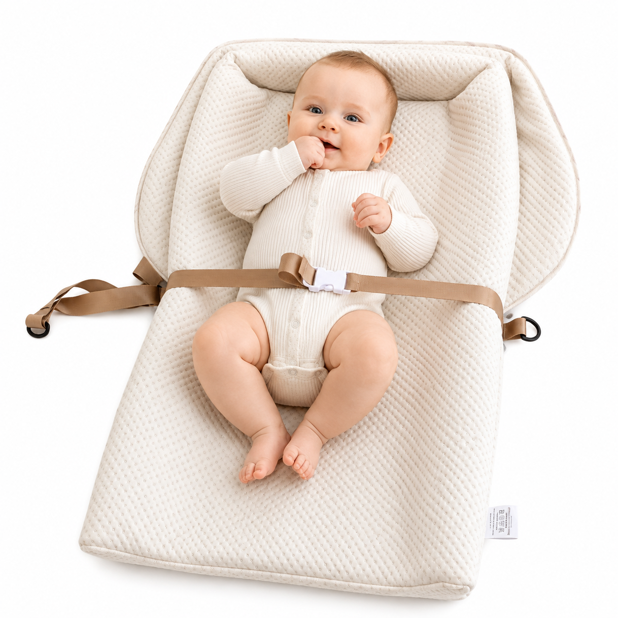 Portable Baby Changing Mat with Storage Bag & Adjustable Strap – Beige 79 × 42cm
