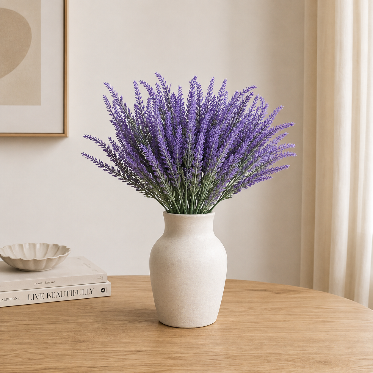 12pcs Artificial Lavender Flowers UV Resistant Faux Purple Plants – 35cm