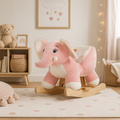 Pink Elephant Rocking Horse for Baby & Toddler – Plush Wooden Rocker 18 Months–3 Years