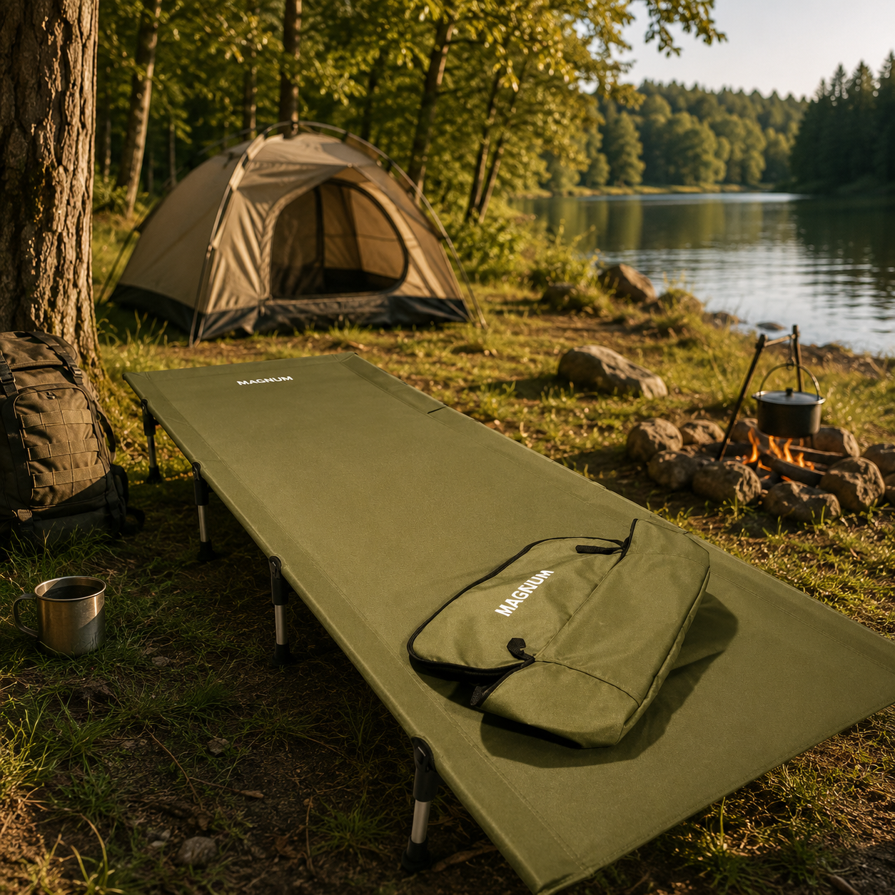 Foldable Camping Bed – Lightweight Portable Aluminium Travel Cot with Carry Bag – 150kg Capacity