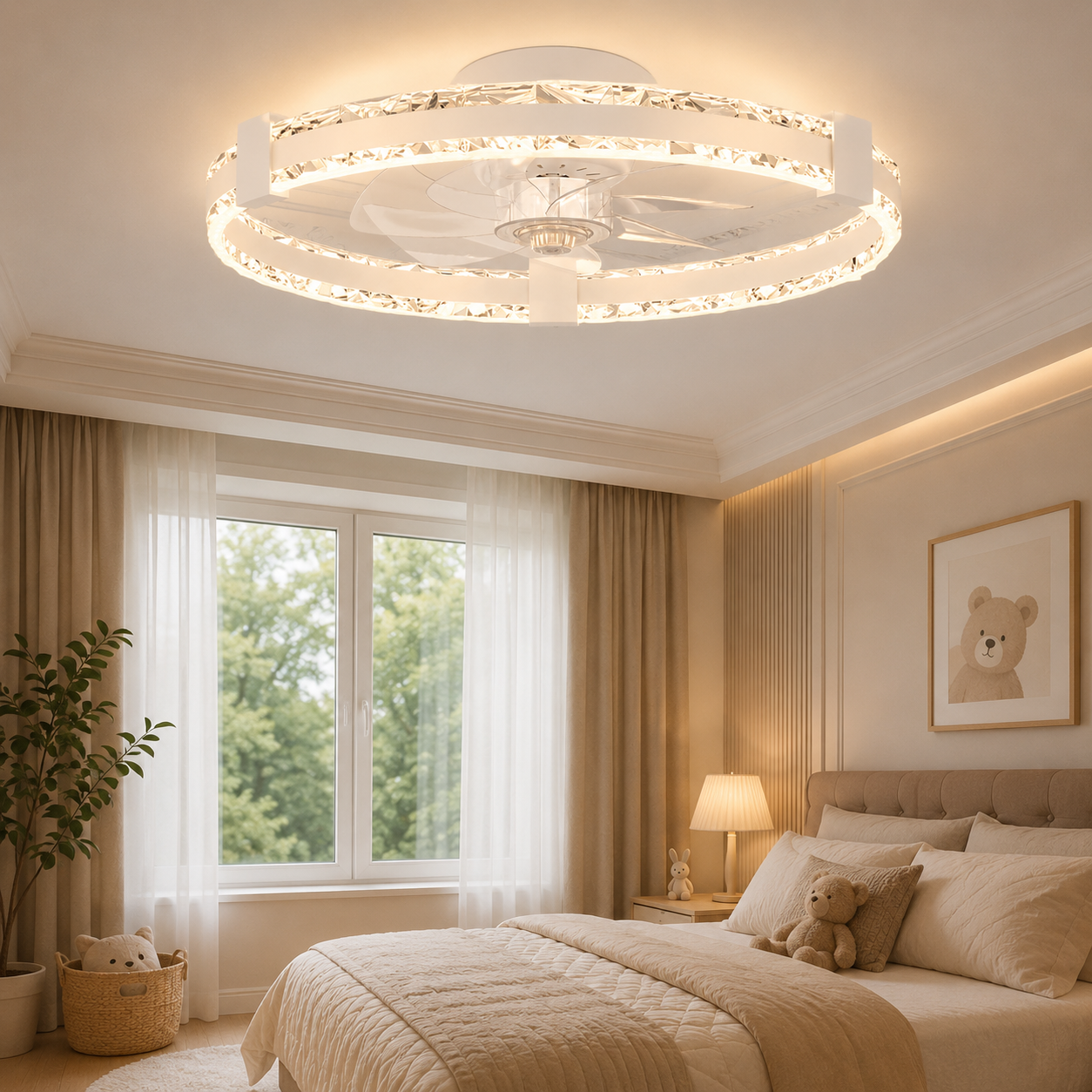 50cm LED Ceiling Fan with Light & Remote – Dimmable 3000K–6500K
