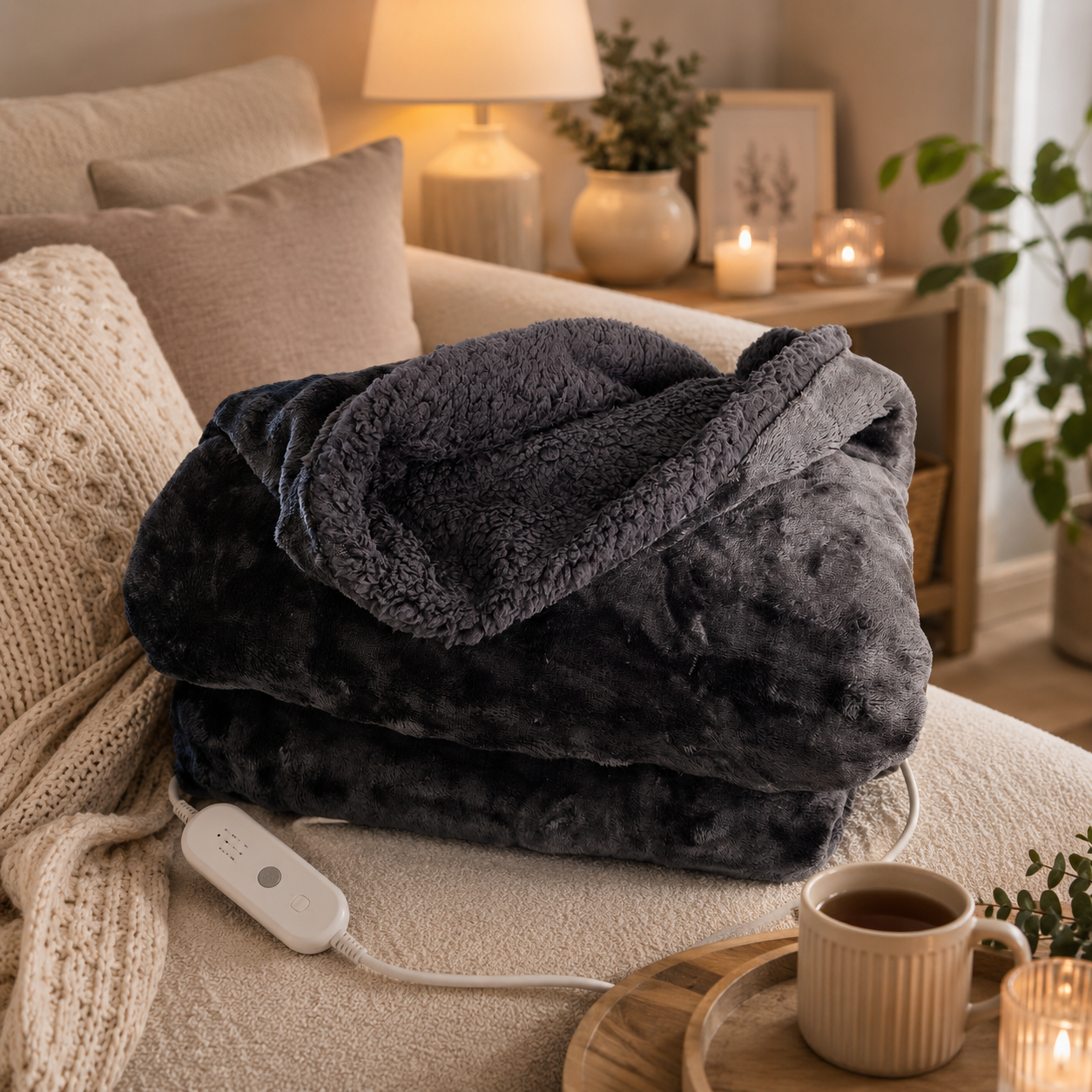 Luxury Sherpa Fleece Throw Blanket – Grey Bubble Effect, Soft & Cosy 150 × 200cm