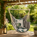 Grey Hanging Hammock Chair with Spreader Bar – Indoor & Outdoor Garden Swing Seat
