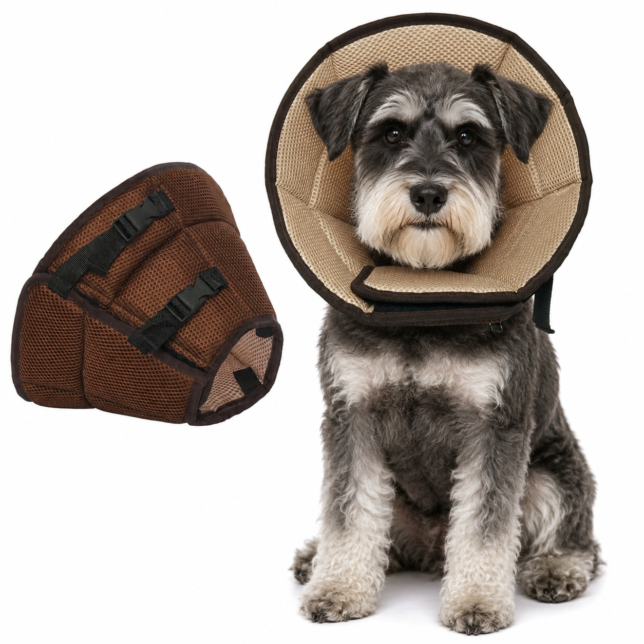 Dog Recovery Collar After Surgery Protective Neck Cone Soft, Brown M