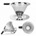 Stainless Steel Pour Over Coffee Dripper - Reusable