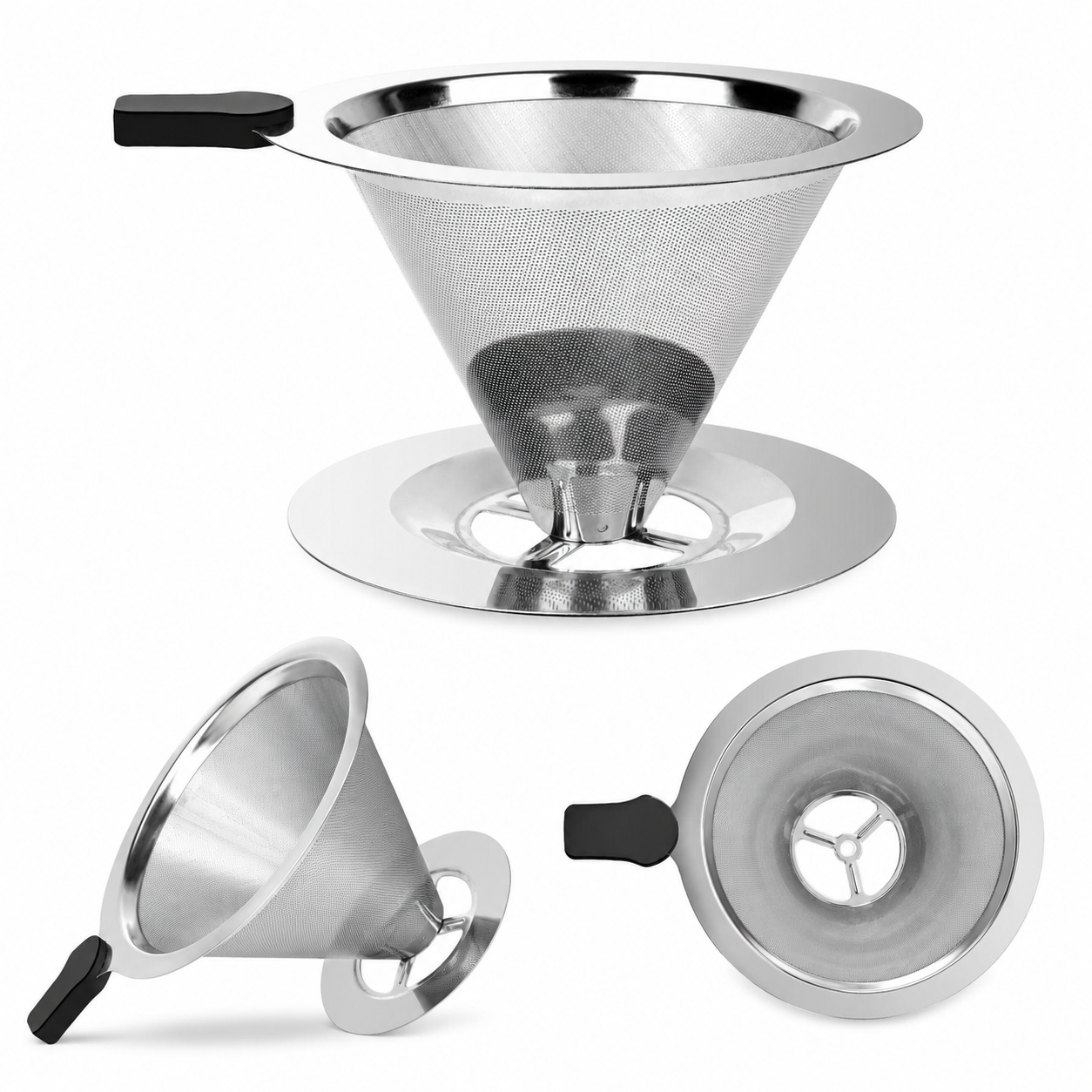 Stainless Steel Pour Over Coffee Dripper - Reusable