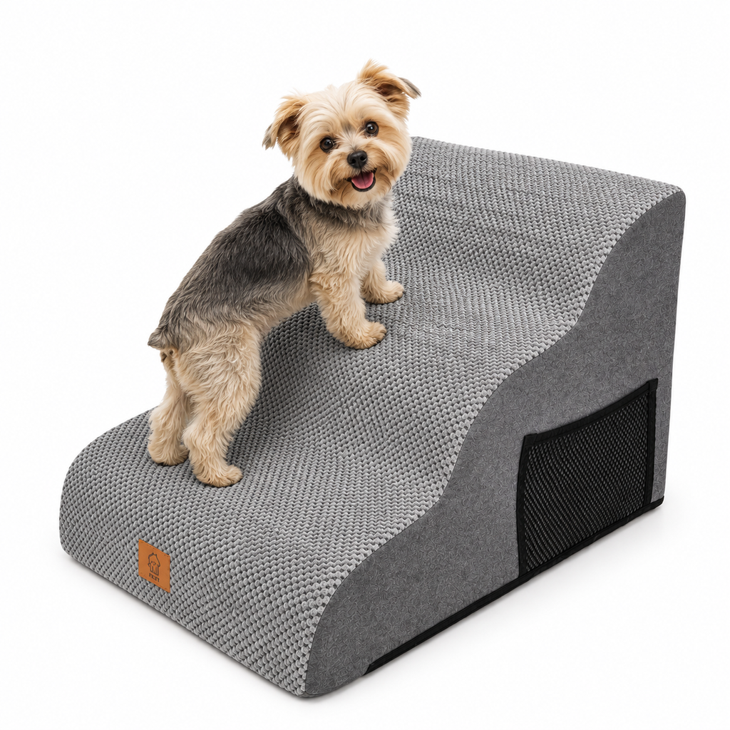 Dog Steps 3-Step High Density Foam Non-Slip Washable Cover 60x40x40cm – Grey