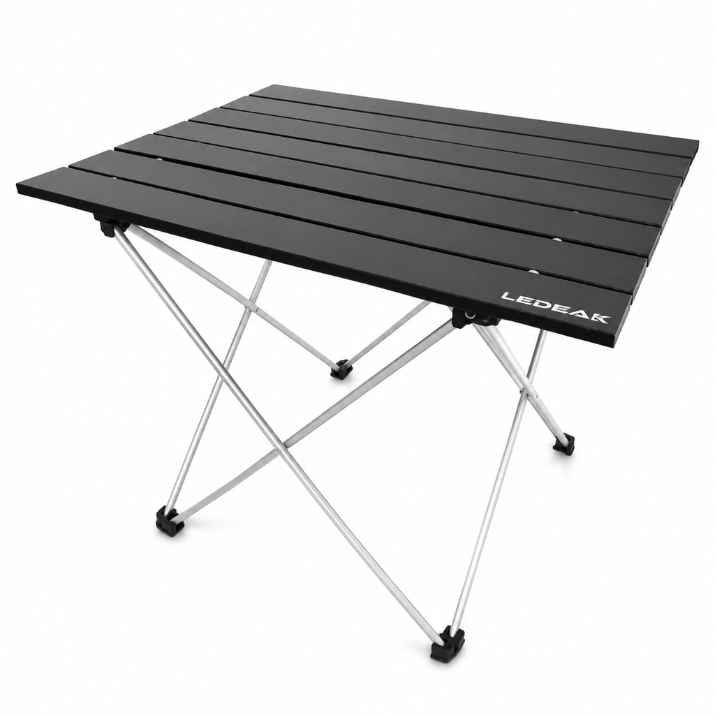 Portable Folding Camping Table Aluminium Top Lightweight with Carry Bag – Black Medium