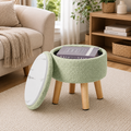 Small Footstool Ottoman with Storage, Round Pouffe – Green