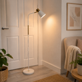 Modern White & Gold Floor Lamp Adjustable Reading Light – Mains Powered