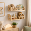 Set of 2 Wooden Wall Shelves Paw Print Design Kids Room Nursery – 40cm
