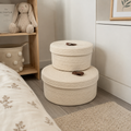 Set of 2 Cotton Rope Storage Baskets with Lids – Cream 20cm & 25cm