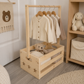 Wooden Baby Hamper Basket with Clothes Rail – Nursery Gift Display & Storage