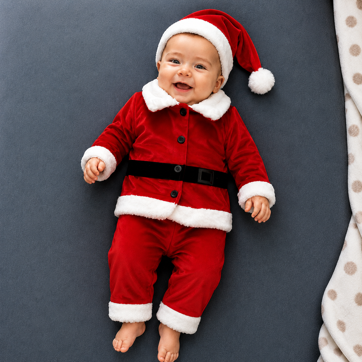 Baby Santa Christmas Outfit 3 Piece Set with Hat – Up to 80cm