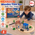 52 Piece Wooden Train Set Police Station Railway Track Kids Toy 3+ Years