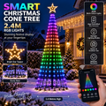 2.4m Smart LED Christmas Cone Tree RGB Multicolour App Controlled Outdoor Lights