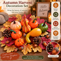 Autumn Harvest Decoration Set Pumpkins Gourds Maple Leaves Pine Cones & Acorns
