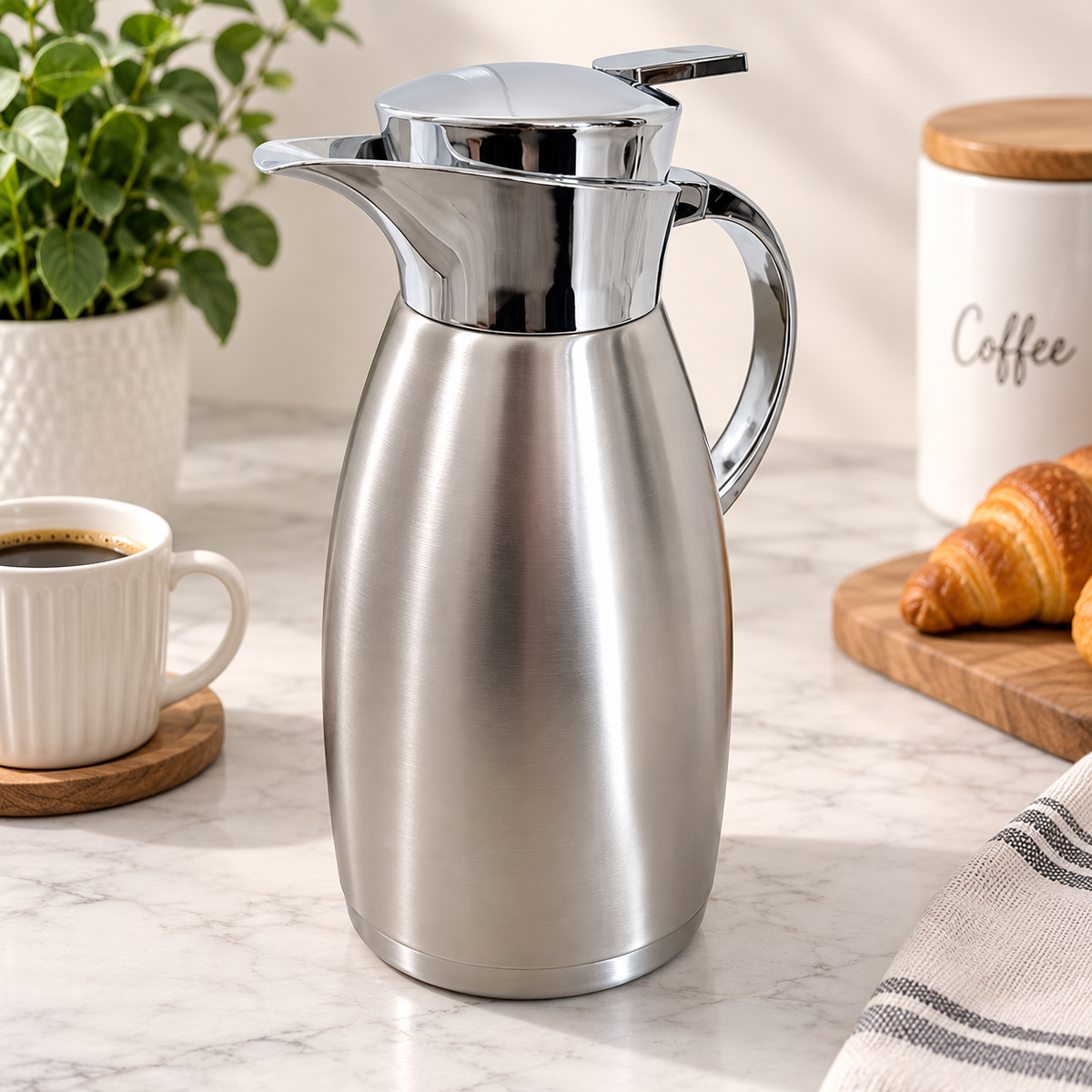 2.3L Thermal Coffee Carafe – Stainless Steel Vacuum Insulated Hot & Cold Drinks Jug