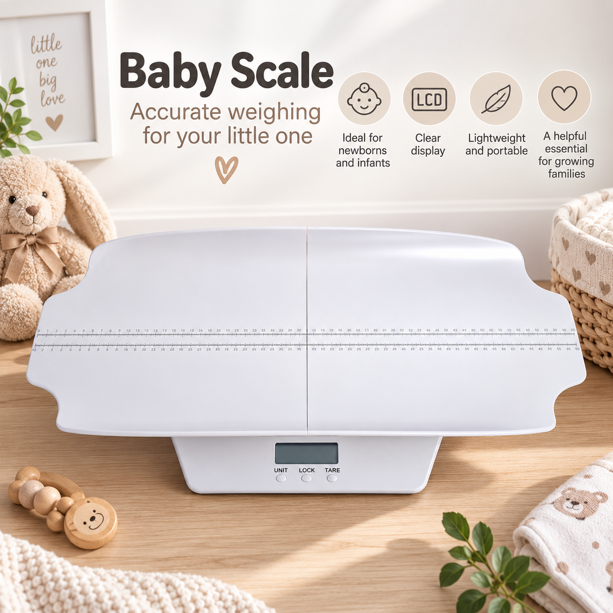 Digital Baby & Child Scale with Height Measuring Ruler – 100kg Capacity