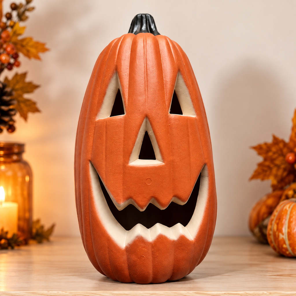 35cm Light Up Halloween Pumpkin Decoration – Colour Changing LED Jack O’ Lantern Battery Operated