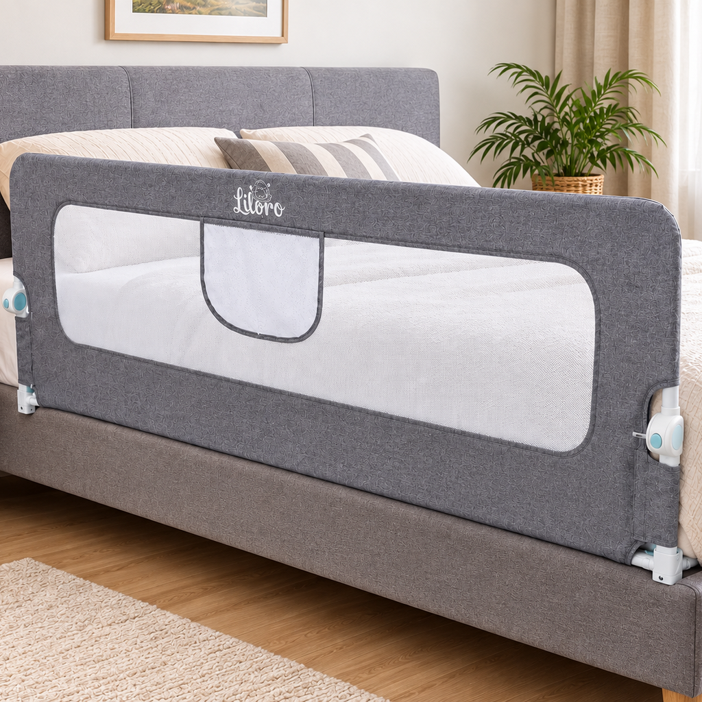 Toddler Bed Rail 180cm, Foldable Baby Bed Guard, No Drill Safety Bed Rail for Kids