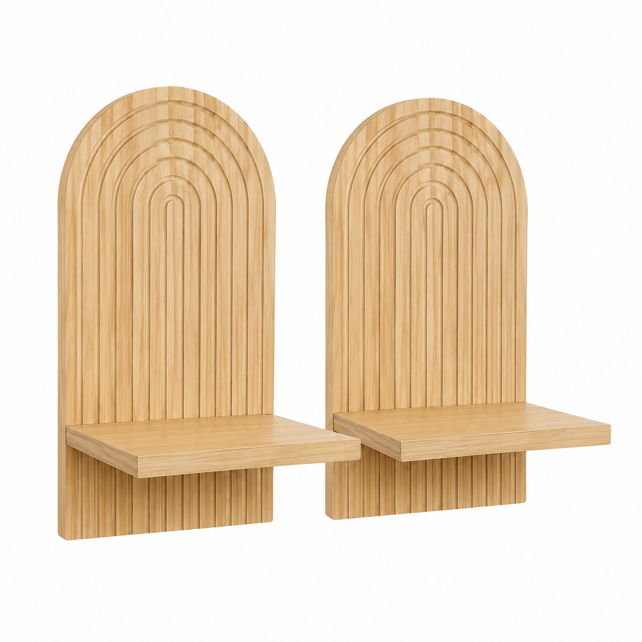 2 Pcs Boho Arch Wooden Floating Wall Shelves – 35 x 17.5cm