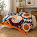 100% Cotton Boho Throw Blanket – Colourful Woven Bed & Sofa Throw 150 x 200cm