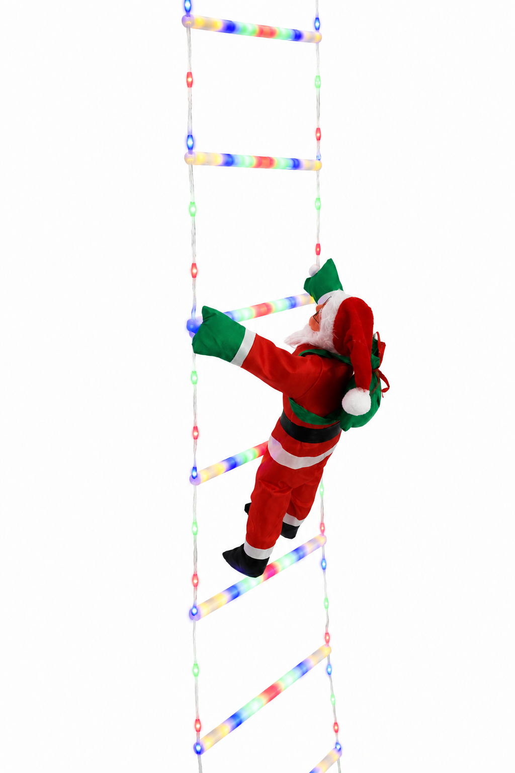 Climbing Santa LED Rope Ladder Christmas Decoration – Multicolour Lights, 3m