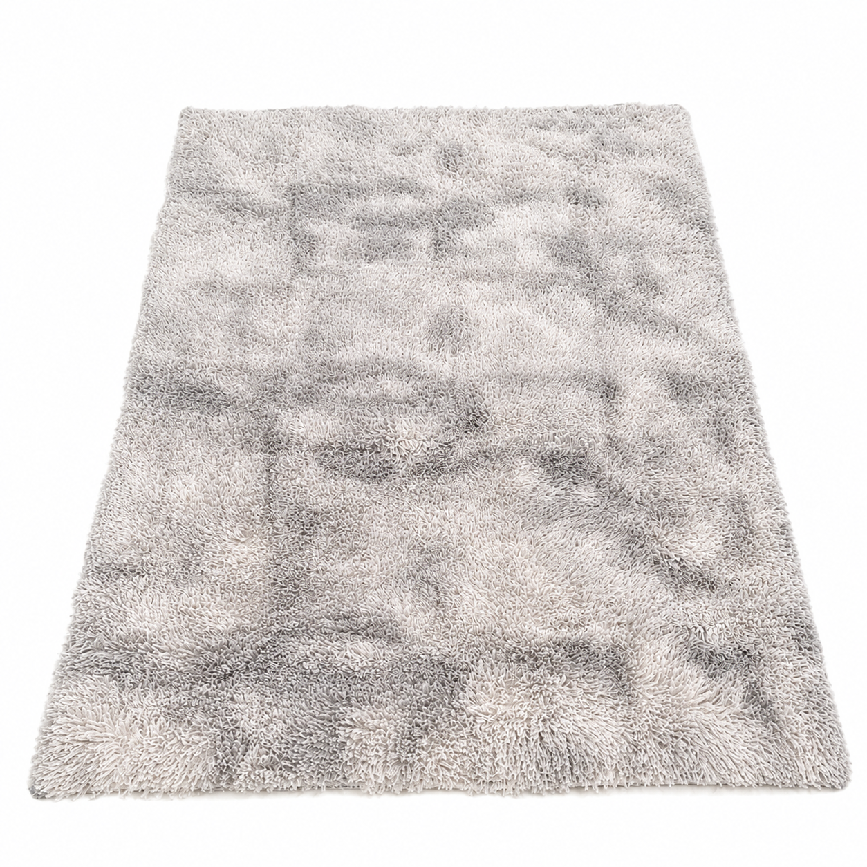 120 x 160cm Shaggy Area Rug – Soft Grey Tie-Dye Fluffy Indoor Carpet