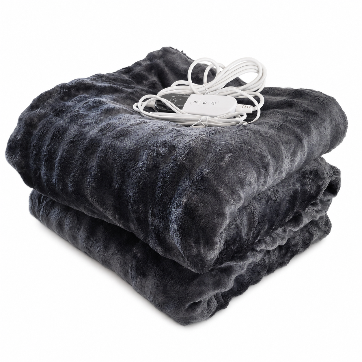 Luxury Electric Heated Throw Blanket – Grey Sherpa Fleece, 4 Heat Settings 130 × 180cm