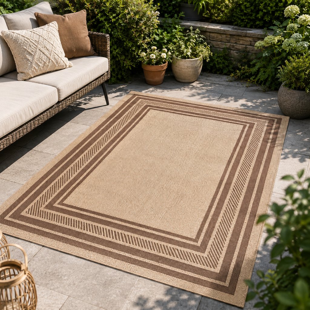 Washable Outdoor Rug 160x230cm Non-Slip Jute Look Indoor Outdoor – Brown
