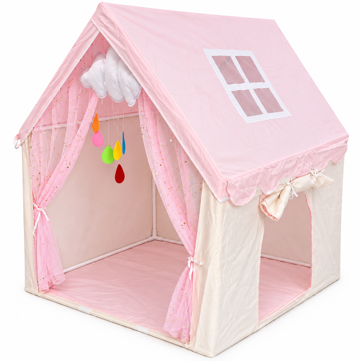 Kids Pink Play Tent Playhouse – Indoor Children’s Princess House 105 × 90 × 115cm