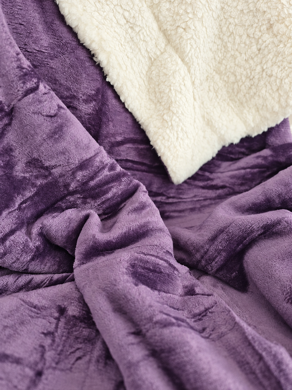 Purple Sherpa Fleece Throw Blanket – Soft Fluffy Reversible 150x200cm