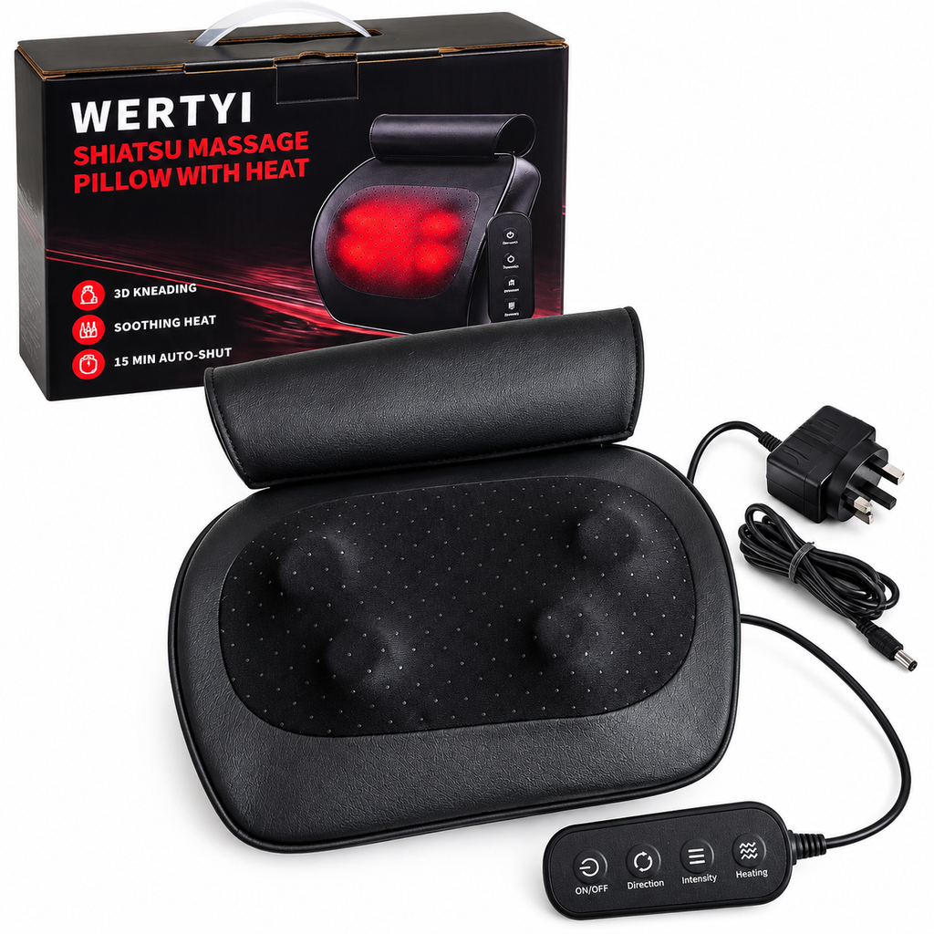 Shiatsu Massage Pillow with Heat 3D Kneading Neck Back Massager with Controller