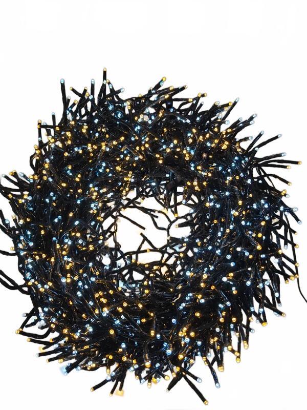 2000 LED Cluster Christmas Lights Dual Colour Warm & Cool White with Timer