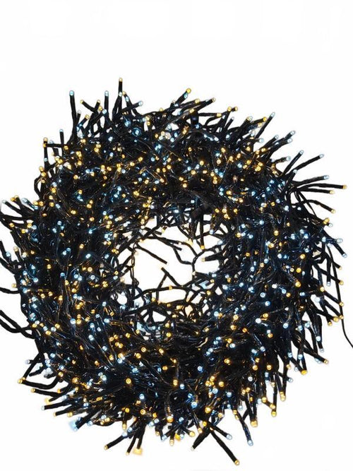 2000 LED Cluster Christmas Lights Dual Colour Warm & Cool White with Timer