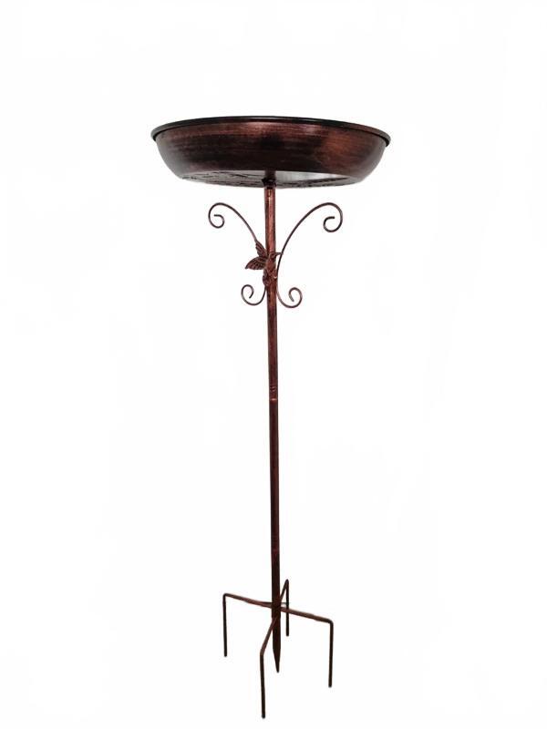 Metal Bird Bath with Stand – Copper Effect Garden Decoration – 100cm