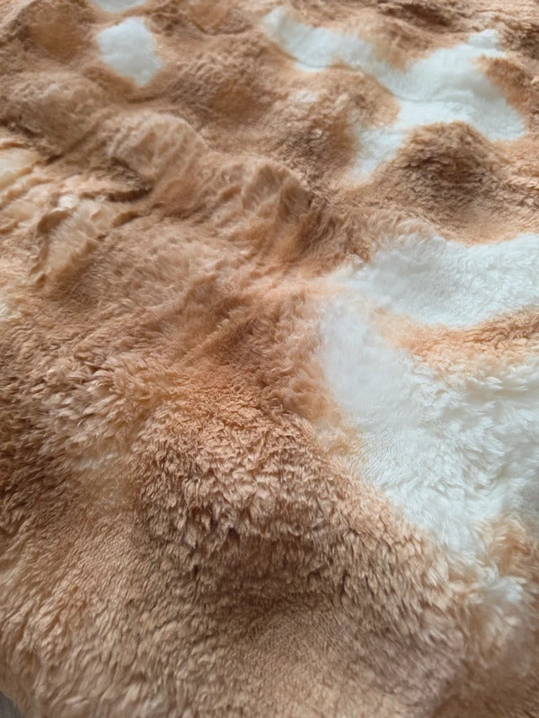 Brown & Cream Plush Area Rug 120x170cm – Soft Animal Print Bedroom Living Room Rug