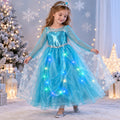 Girls Light Up Ice Princess Dress with LED Lights, Crown & Wand – Size 6-7 Years