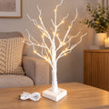 2ft White LED Light Up Twig Tree Warm White Battery & USB Operated