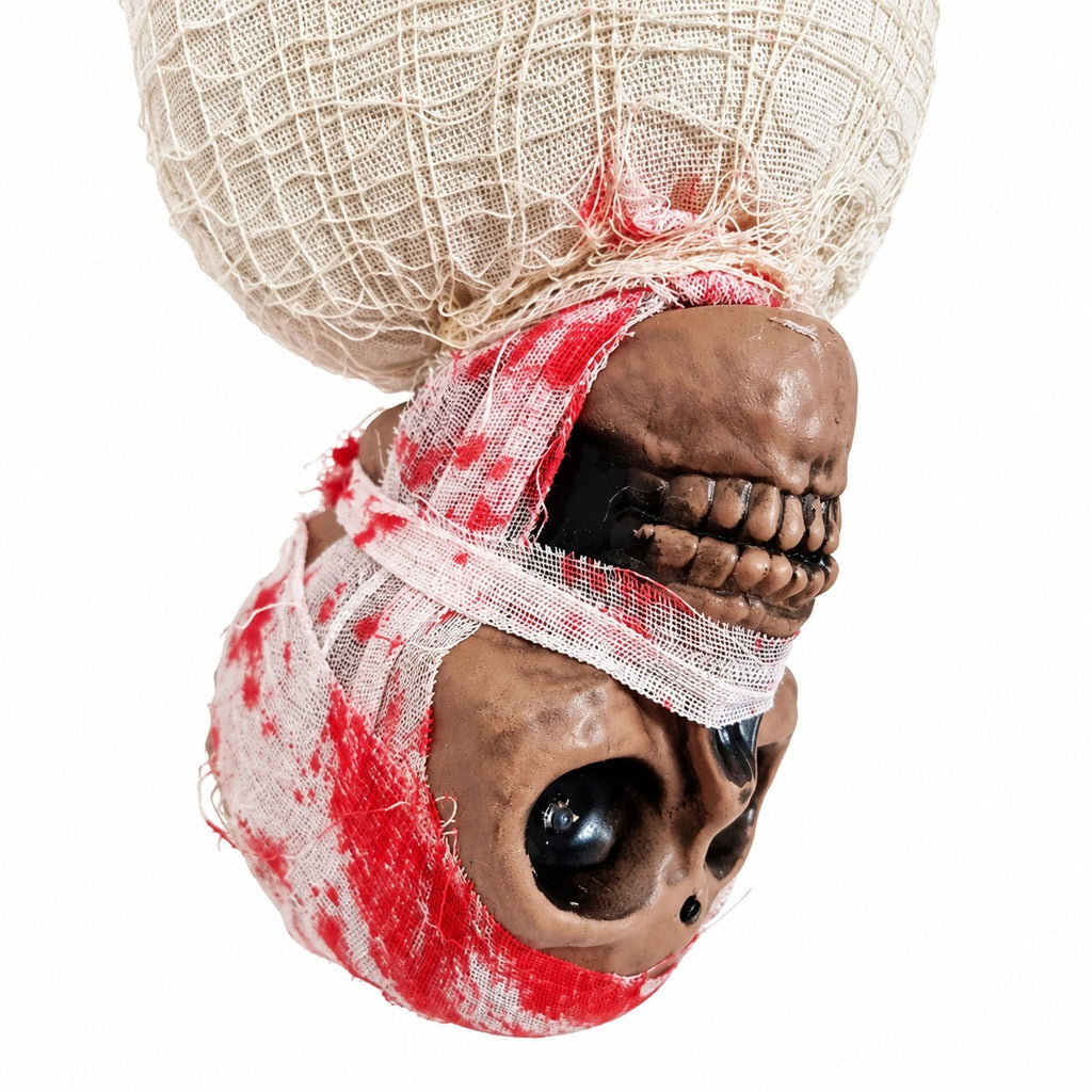 35" Scary Hanging Halloween Animated Zombie Ghost Prop with Cobwebs & Spiders