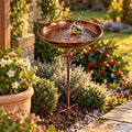 Metal Bird Bath with Stand – Copper Effect Garden Decoration – 100cm