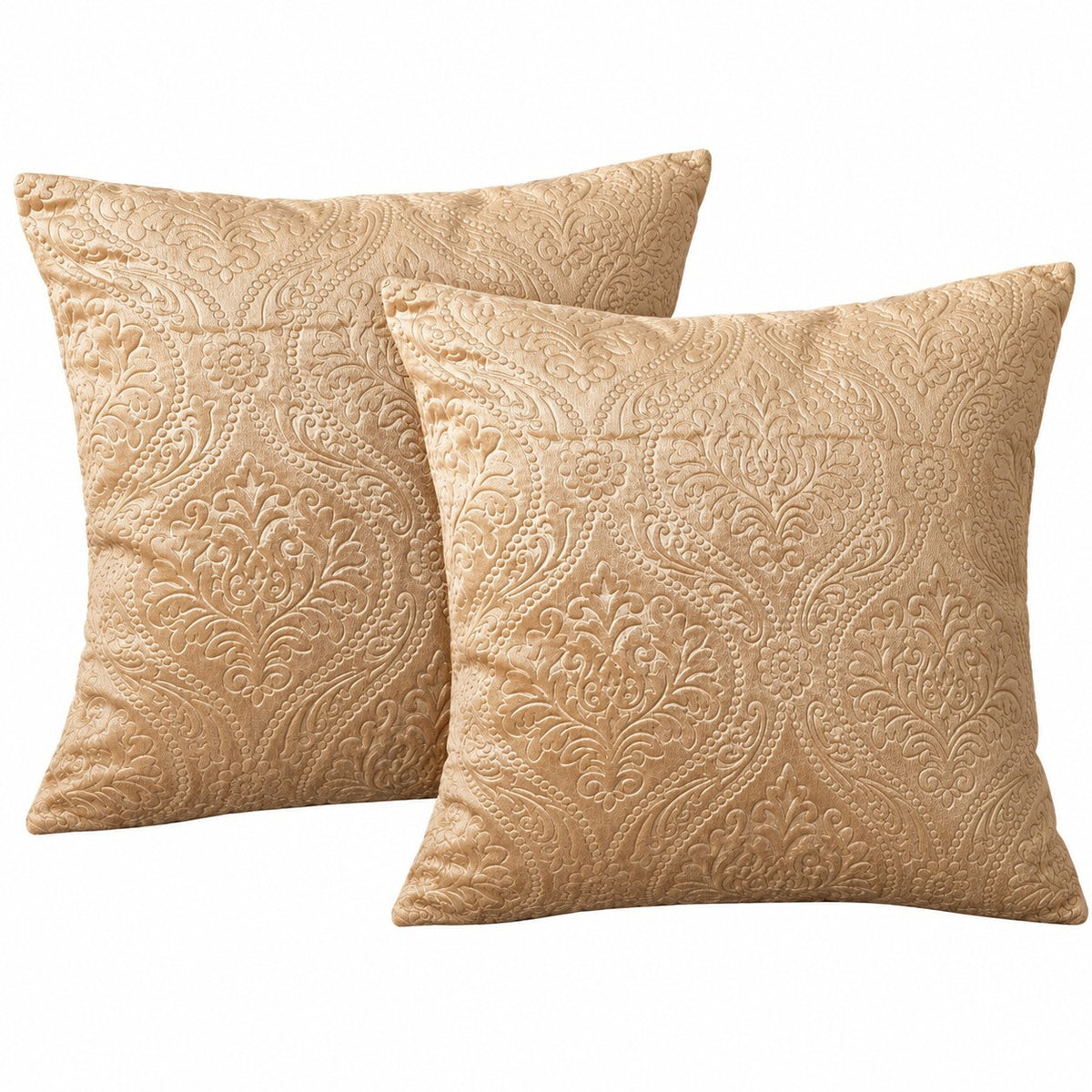 Beige Embossed Damask Cushion Cover 40x40cm – Luxury Decorative Pillow Cover