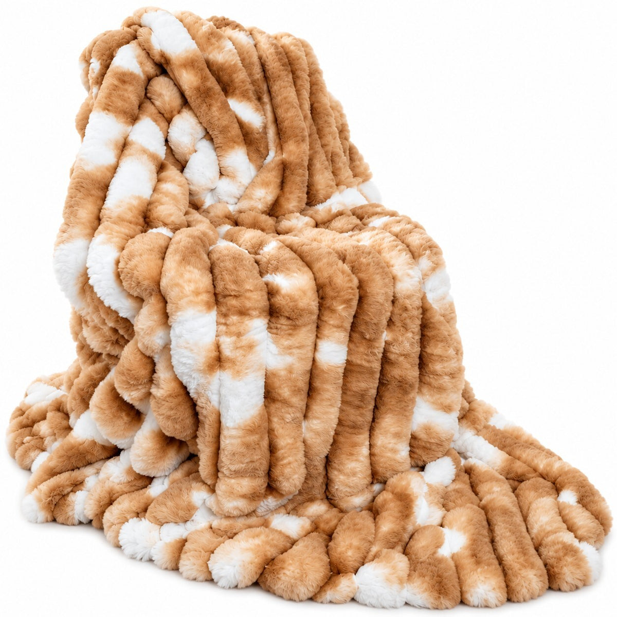 Luxury Faux Fur Throw Blanket 150x200cm Super Soft Plush Beige & Cream Bed Sofa