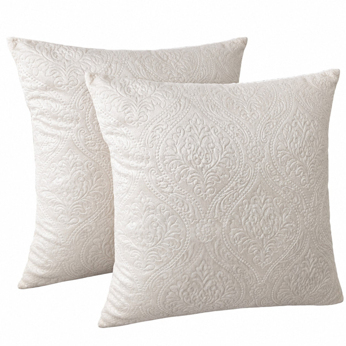 Cream Embossed Damask Cushion Cover 50x50cm – Luxury Decorative Pillow Cover